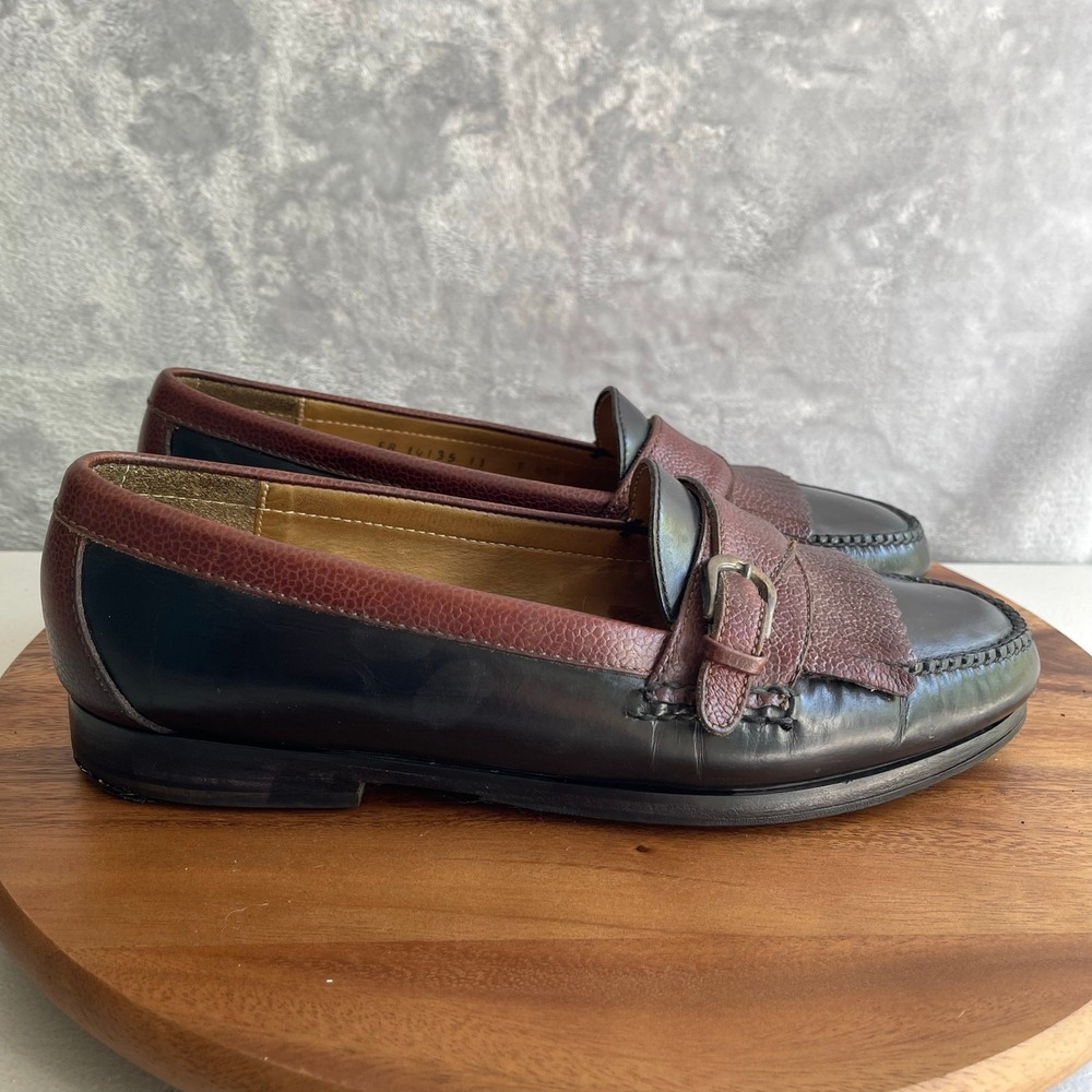 Cole Haan Loafers Mens 11 E Black Brown Leather‎ Kiltie Buckle Detail - Picture 3 of 16